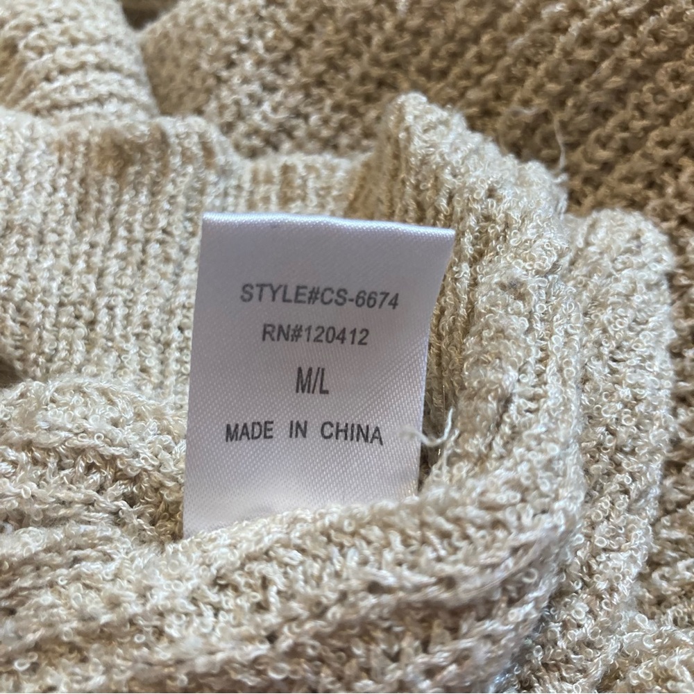 Neutral beige/tan Cotton Candy size M/L deep V neck sweater - Picture 6 of 6